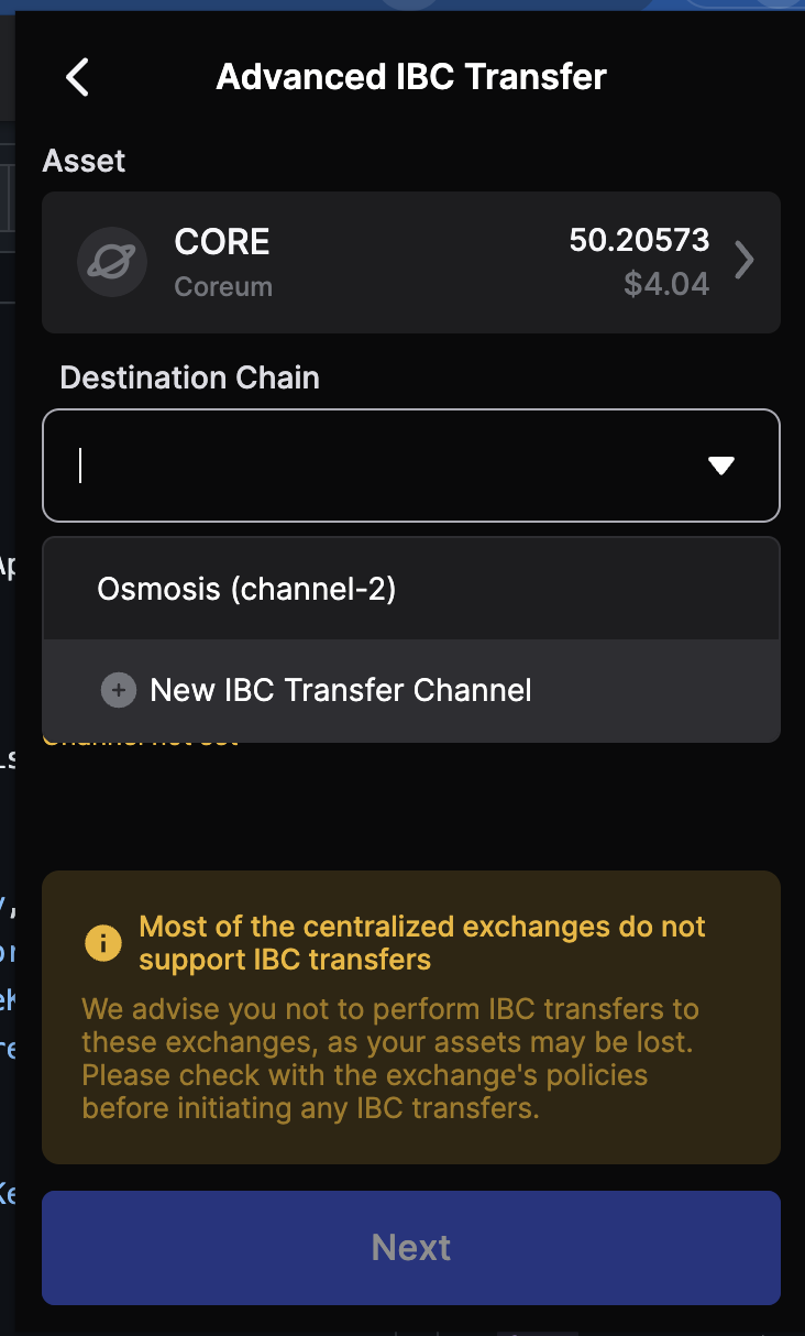 New IBC Transfer Channel